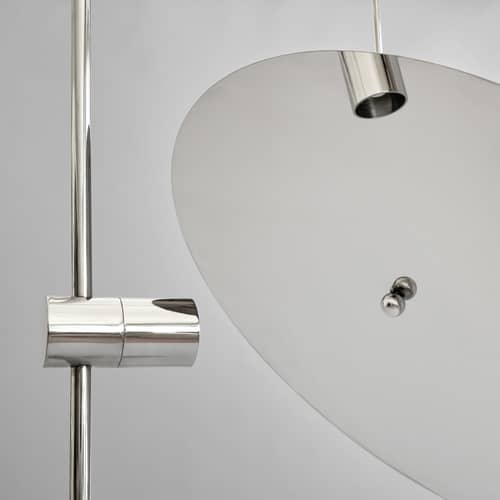 Lampadaire The Moon - 101 COPENHAGEN - Chromé / Travertin beige - Aluminium chromé, Travertin