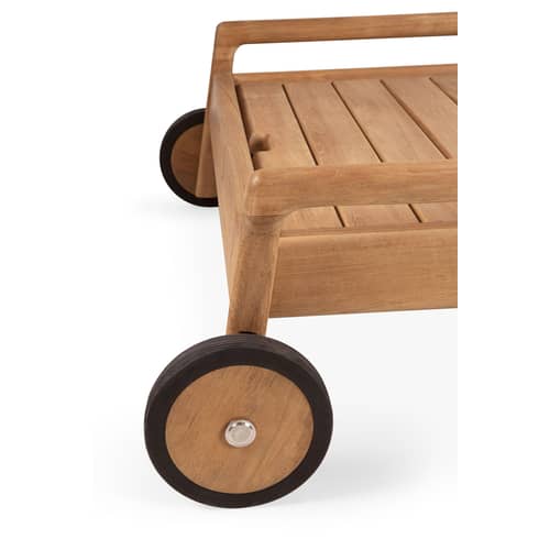 Lettino inclinabile a rotelle Jack legno naturale / Multiposizione - Teck / Ruote - Ethnicraft - Lettino prendisole / Teak naturale - Teak massello
