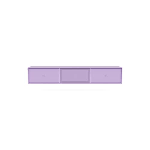 Meuble TV suspendu Octave V bois violet / L 138 x P 30 x H 24 cm - MONTANA - Iris 164 - Acier perforé, MDF laqué