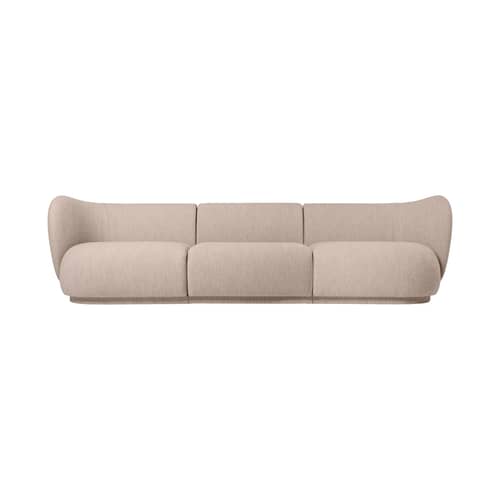 Rico Modular sofa  textile beige / Unit left - UK version - Ferm Living - Left - Foam, Terrycloth, Wood