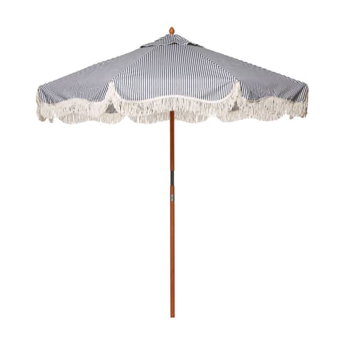 Parasol The Market bleu / Ø 210 cm - BUSINESS & PLEASURE - Rayé bleu / Laurens stripe - Bois stratifié, Toile outdoor