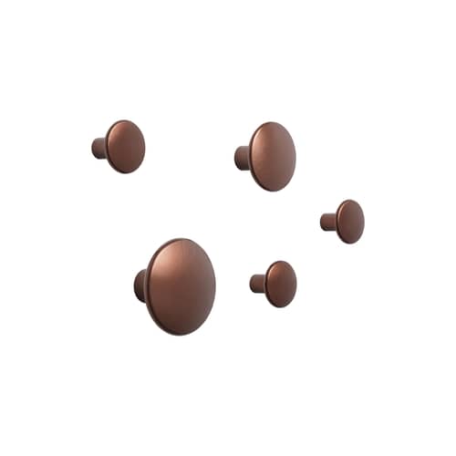 Set de 5 patères The Dots Metal Large / Différents diamètres - Muuto - Bronze cuivré - Aluminium