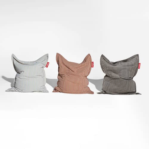 Pouf Original Slim Terry / Tissu éponge - 155 x 120 cm - Fatboy - Noir / Crème -  Micro-billes EPS, Tissu éponge