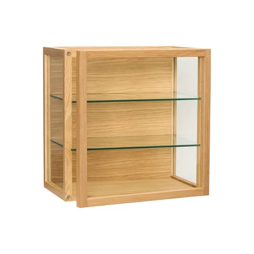Rangement mural Poetic Small / Vitrine - 40 x 40 cm / Avec porte - HÜBSCH - 40 x 40 cm / Chêne - MDF plaqué chêne, Verre