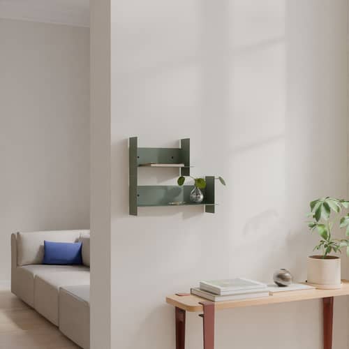 Scaffale Pli metallo verde / L 30 x P 15 cm - TIPTOE - Grigio eucalipto - Acciaio termolaccato