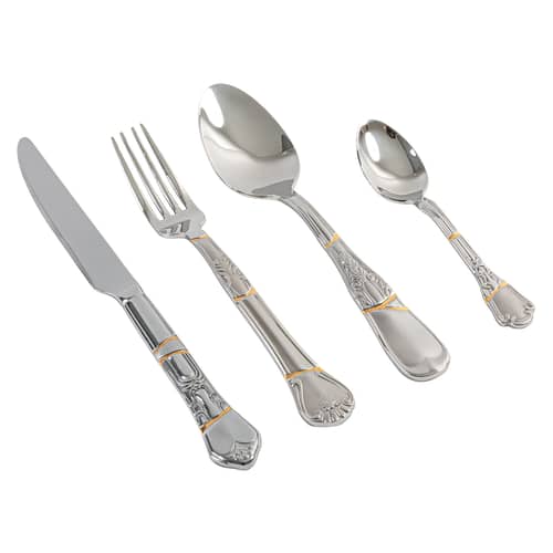 Set de couverts Kintsugi métal argent / 4 pièces - Seletti - Acier & or - Acier inoxydable