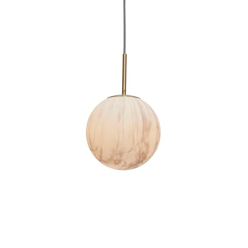 Suspension Carrara verre blanc or / Ø 22 cm - Verre effet marbre / Seconde vie - It\'s about Romi - Blanc effet marbre / Or - Métal, Verre