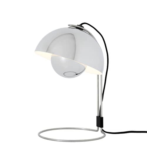 FlowerPot VP4 Table lamp silver metal / H 36 cm - By Verner Panton, 1968 - &tradition - Chrome-plated - Chrome-plated steel