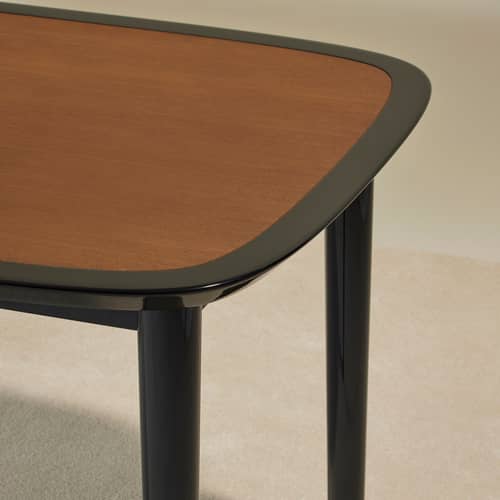 Table rectangulaire Equilibre bois noir / 180 x 90 cm - Maison Sarah Lavoine - Noir / Chêne teinté noyer - Chêne teinté, MDF laqué