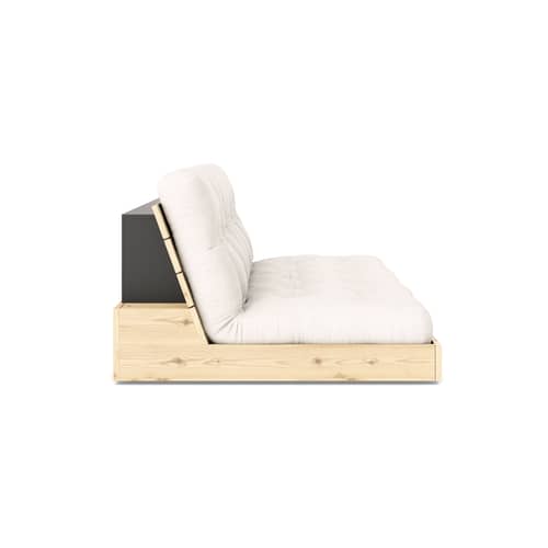 Divano convertibile Base legno bianco / L 196 cm - 3 posti - KARUP DESIGN - Naturale 701 (tessuto di cotone) / Pino chiaro - Espanso, Fibre riciclate miste, Pino massello certificato FSC, Tessuto poliestere