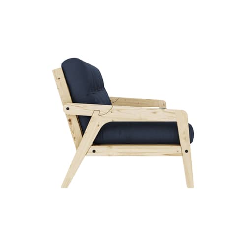 Canapé convertible Grab / L 204 cm - 3 places - KARUP DESIGN - Bleu marine 737 / Pin clair - Fibres recyclées mélangées, Mousse, Pin massif certifié FSC, Tissu