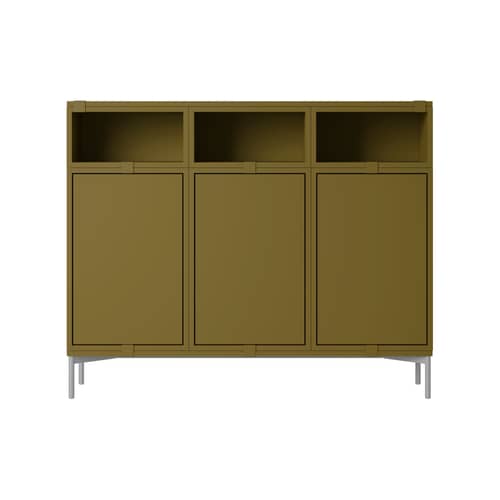 Stacked Dresser wood green / Configuration 3 - W 131 x H 106 cm - Muuto - Khaki green - Lacquered steel, Painted MDF