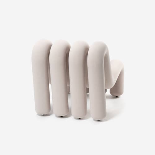 Poltrona imbottita Extra Bold Sofa tessuto bianco / Divano modulare - L 72 cm (4 tubi) - Moustache - Perla - Acciaio, Lana, Schiuma ad alta resilienza