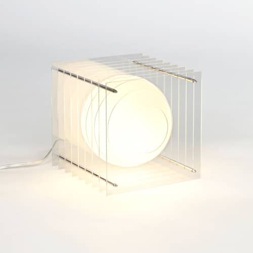 Lampe de table Lop Big Square / Lauréat Archiproducts Design Award - BANG - Transparent - Acrylique, Inox, Verre