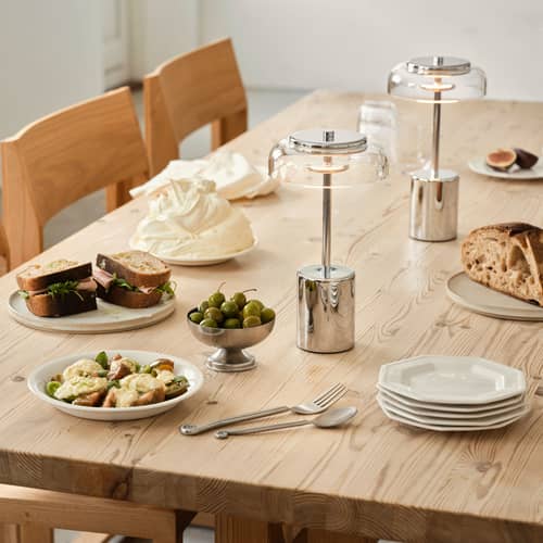 Lampe extérieur sans fil rechargeable Blossi LED / H 26 cm - NUURA - Chromé / Transparent - Acrylique, Métal