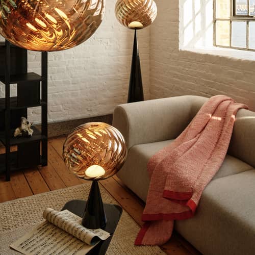 Plaid Thread orange / 140 x 180 cm - Tom Dixon - Orange & blanc - Coton, Laine