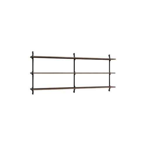 Regal Wall Shelving – ws.65.2 holz braun / B 162 x H 65 cm x Prof. 17,5 cm - MOEBE - Geräuchertes Schwarz / Schwarz Eiche - MDF Eichenfurnier, Stahl
