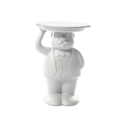Table d\'appoint Ambrogio plastique blanc / 42,5 x 38,5 x H 60,5 cm - Slide - Blanc laiteux - Polyéthylène