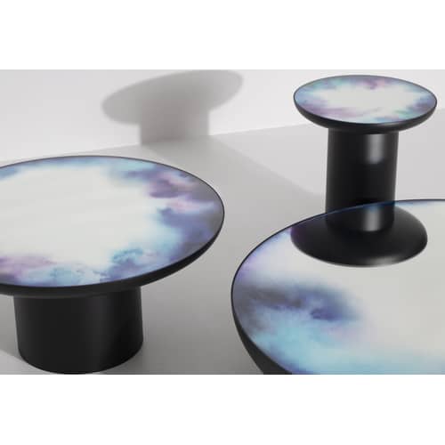 Table d\'appoint Francis métal verre noir miroir / Ø 40 x H 45 cm - Miroir - Petite Friture - Noir / Miroir coloré - Acier peint, Verre sécurit