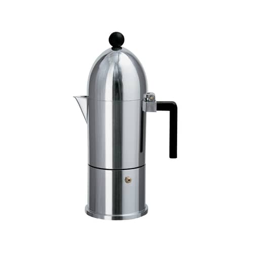 Cafetière italienne La Cupola métal / 3 à 6 tasses - Alessi - Acier / Noir - Fonte d\'aluminium, Polycarbonate