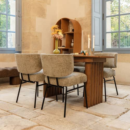 Chaise rembourrée Abby tissu beige - NV GALLERY - Taupe - Fer, Mousse haute densité, Tissu