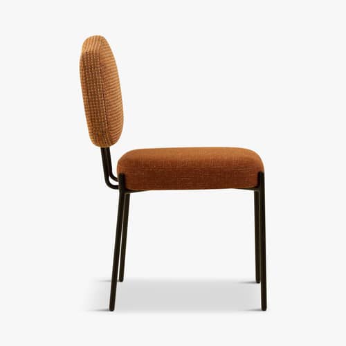 Chaise rembourrée Mogan tissu orange - NV GALLERY - Tweed orange & rouge brique / Métal noir - Fer, Mousse haute densité, Tissu