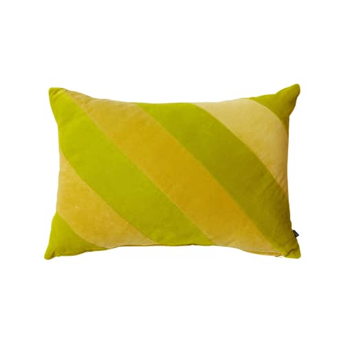 Cuscino Striped velvet tessuto giallo / 40 x 60 cm - HK LIVING - Giallo, Verde - Cotone, Poliestere, Velluto
