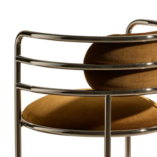 Fauteuil rembourré Moon / Velours - Maison Sarah Lavoine - Havane / Métal chromé - Métal chromé, Mousse, Velours de coton