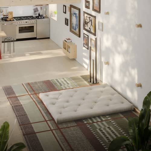 Canapé convertible Hooked / L 135 cm - Modulable 3 positions - KARUP DESIGN - Naturel 701 / Pin - Fibres recyclées mélangées, Mousse, Pin massif certifié FSC