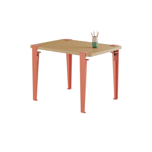 Kinderschreibtisch  holz rosa / 70 x 50 cm - Eiche - TIPTOE - Eiche / Füße Rosa Flamingo - Ökozertifizierte Massiveiche, thermolackierter Stahl