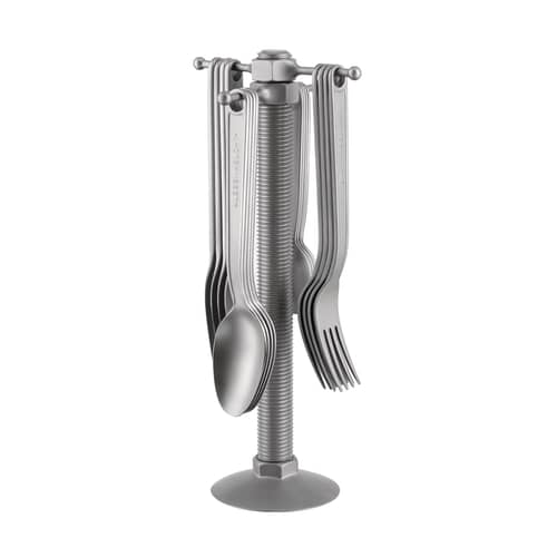 Ménagère Conversational Objects  / By Virgil Abloh - 16 couverts + support - Alessi - Acier mat - Acier inoxydable