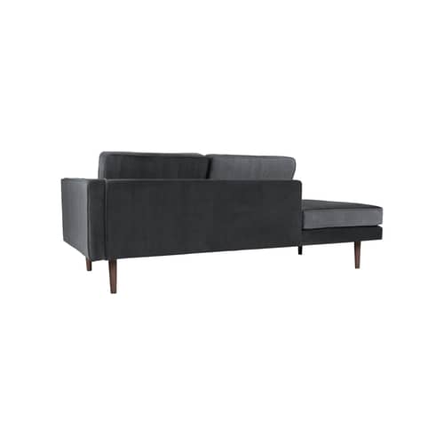 Méridienne Wind / Accoudoir droite - L 200 cm / Velours - BROSTE COPENHAGEN - Gris foncé - Aggloméré, Chêne huilé teinté, Mousse, Velours polyester