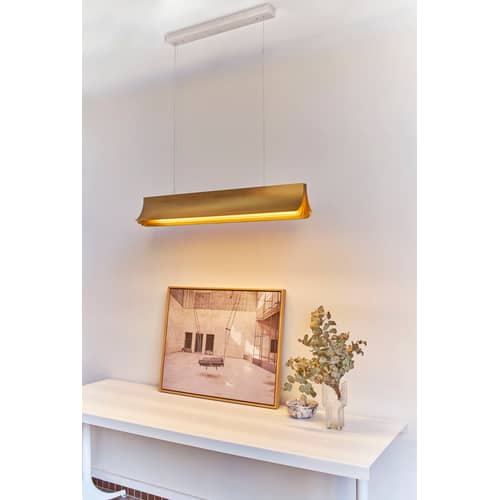 Pendelleuchte Respiro LED metall schwarz gold / L 90 cm - Aluminium - DCW éditions - Schwarz / Innen goldfarben - eloxiertes Aluminium