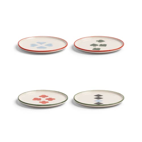Piatto per dolcetti Deck ceramica multicolore / Set da 4 - Ø 13 cm - & klevering - Multicolore - Porcellana