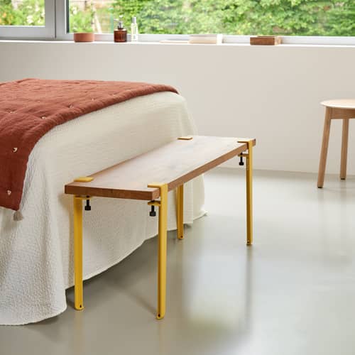Pied avec fixation étau / H 43 cm - Pour créer table basse ou banc - TIPTOE - Jaune brioche - Acier thermolaqué