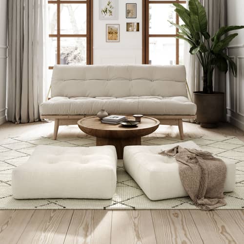 Pouf More / 70 x 70 cm - Fabriqué à la main en Europe - KARUP DESIGN - Naturel 701 (tissu coton) - Coton, Fibres mélangées, Polyester