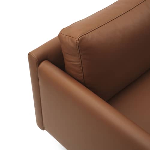 Sofa Rar leder braun / 3-Sitzer - L 204,5 cm - Normann Copenhagen - Cognacleder - Holz, Leder, PU-Schaum, Stahl