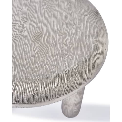 Table basse Thick Disk gris argent métal / Ø 60 x H 46 cm - Aluminium nervuré - Pols Potten - Argent - Aluminium plaqué nickel