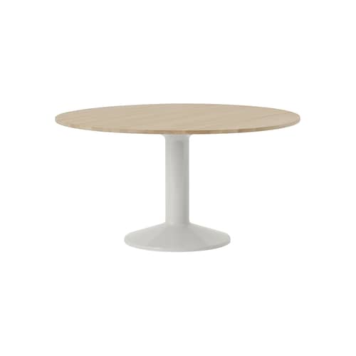 Table ronde Midst / Ø 140 cm - Chêne - Muuto - Chêne / Pied gris brillant - Acier, Chêne massif huilé