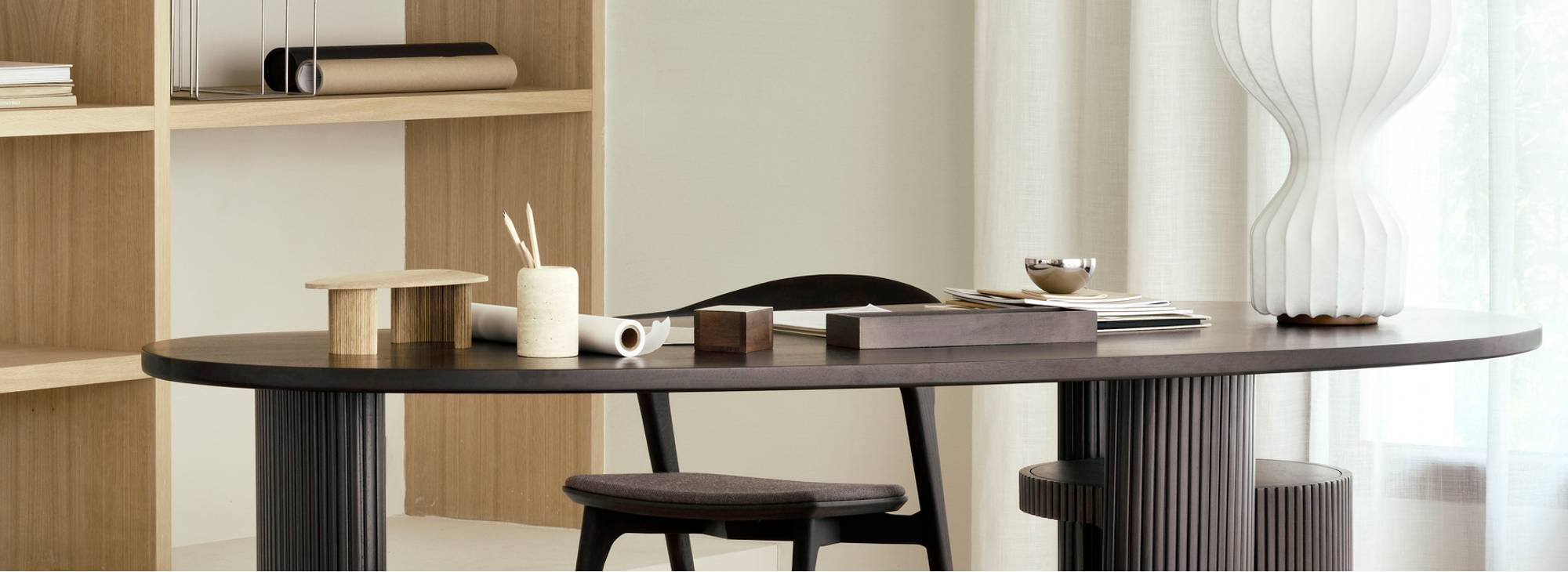 Bureau Boomerang bois marron / 200 x 100 cm - Acajou massif - Ethnicraft