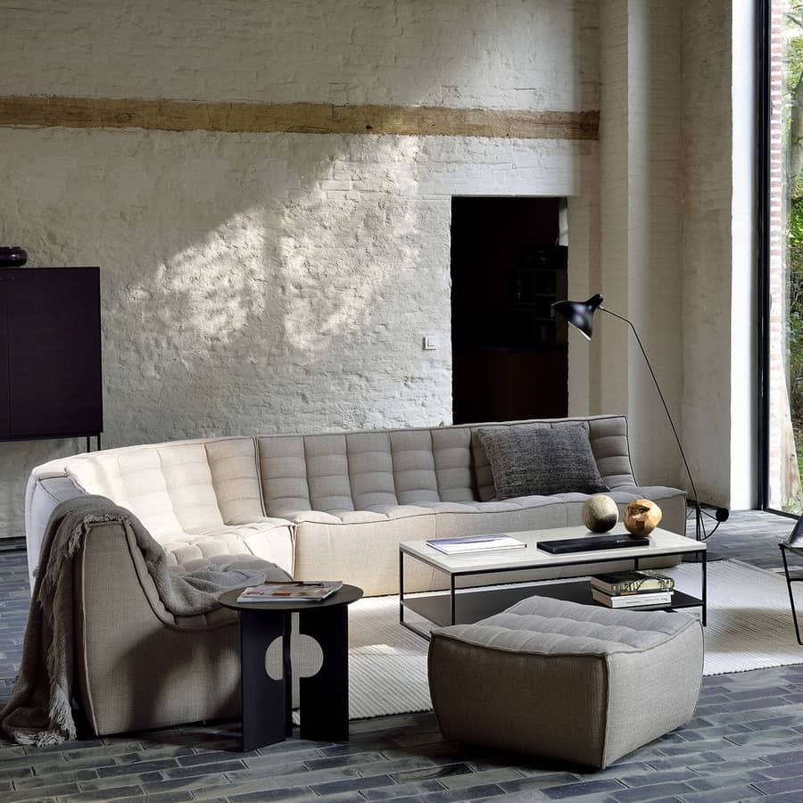 Chauffeuse d'angle N701 tissu beige / Module d'angle carré 90° - Ethnicraft