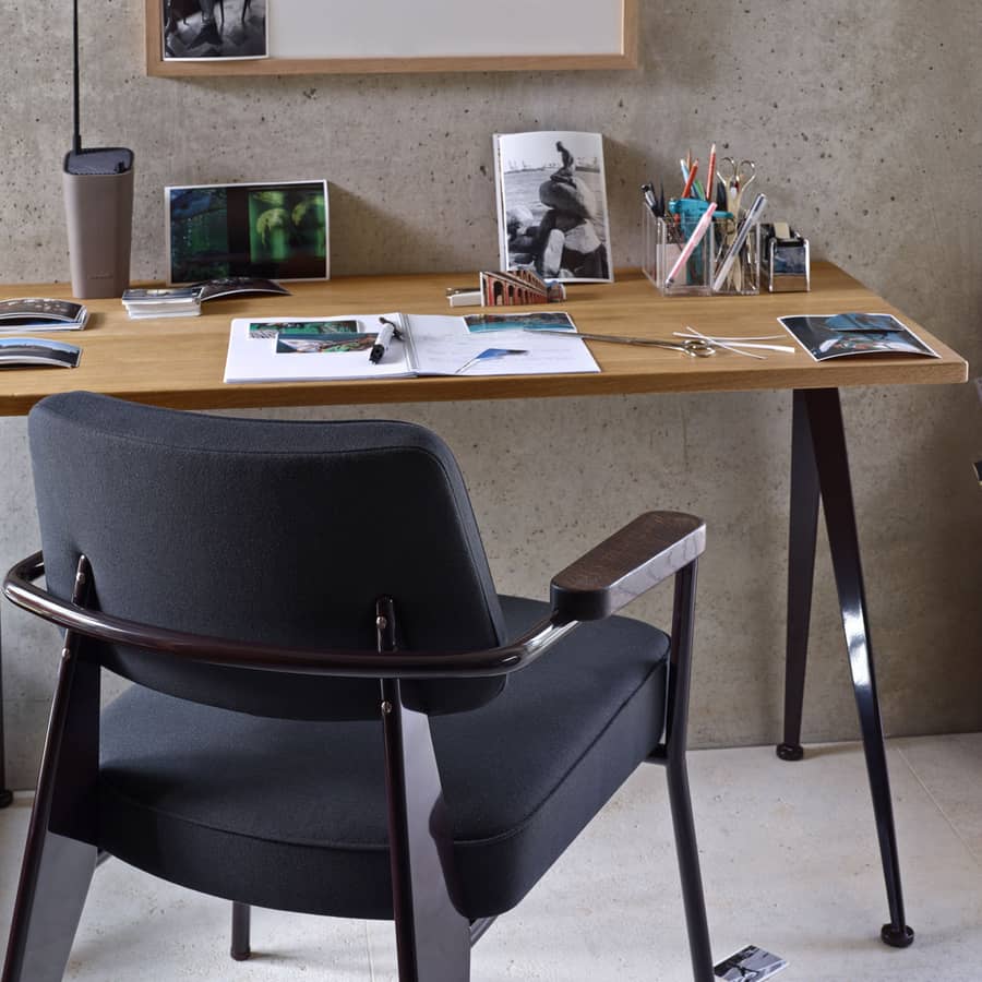 Bureau Compas Direction bois naturel / Jean Prouvé, 1953 - L 125 cm - Vitra