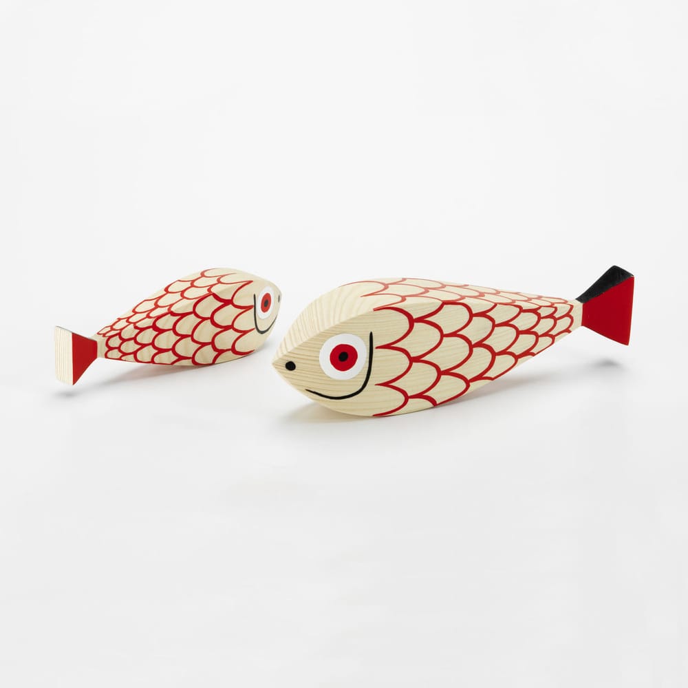 Vitra Wooden Dolls - Mother Fish & Child Decoration - red wood
