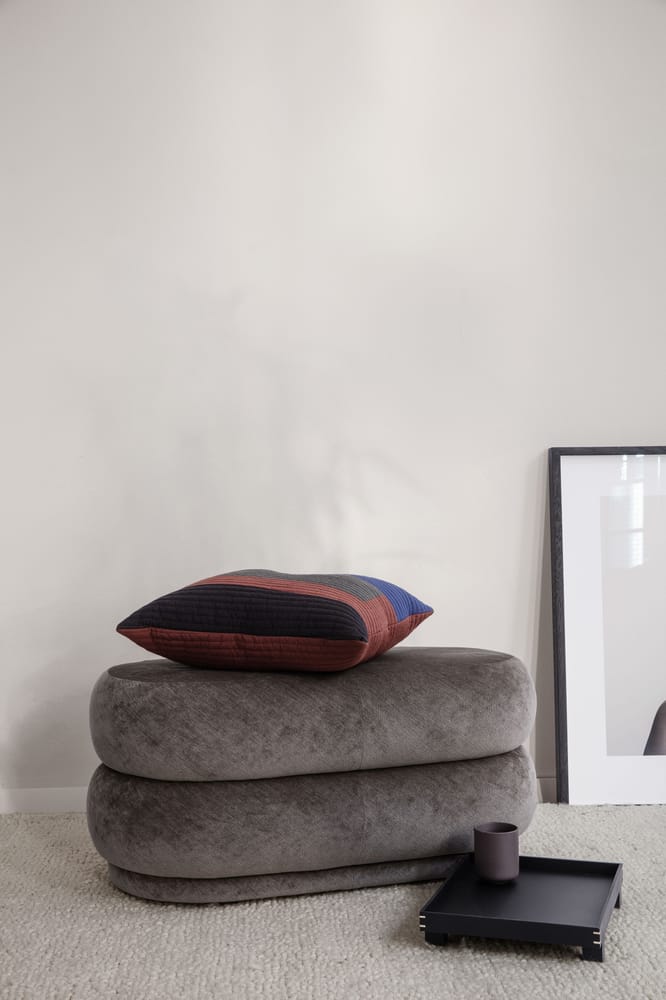 Sitzkissen Oval Medium Ferm Living / 87 x 47,5 - Velours - Braun grün grau - Textil