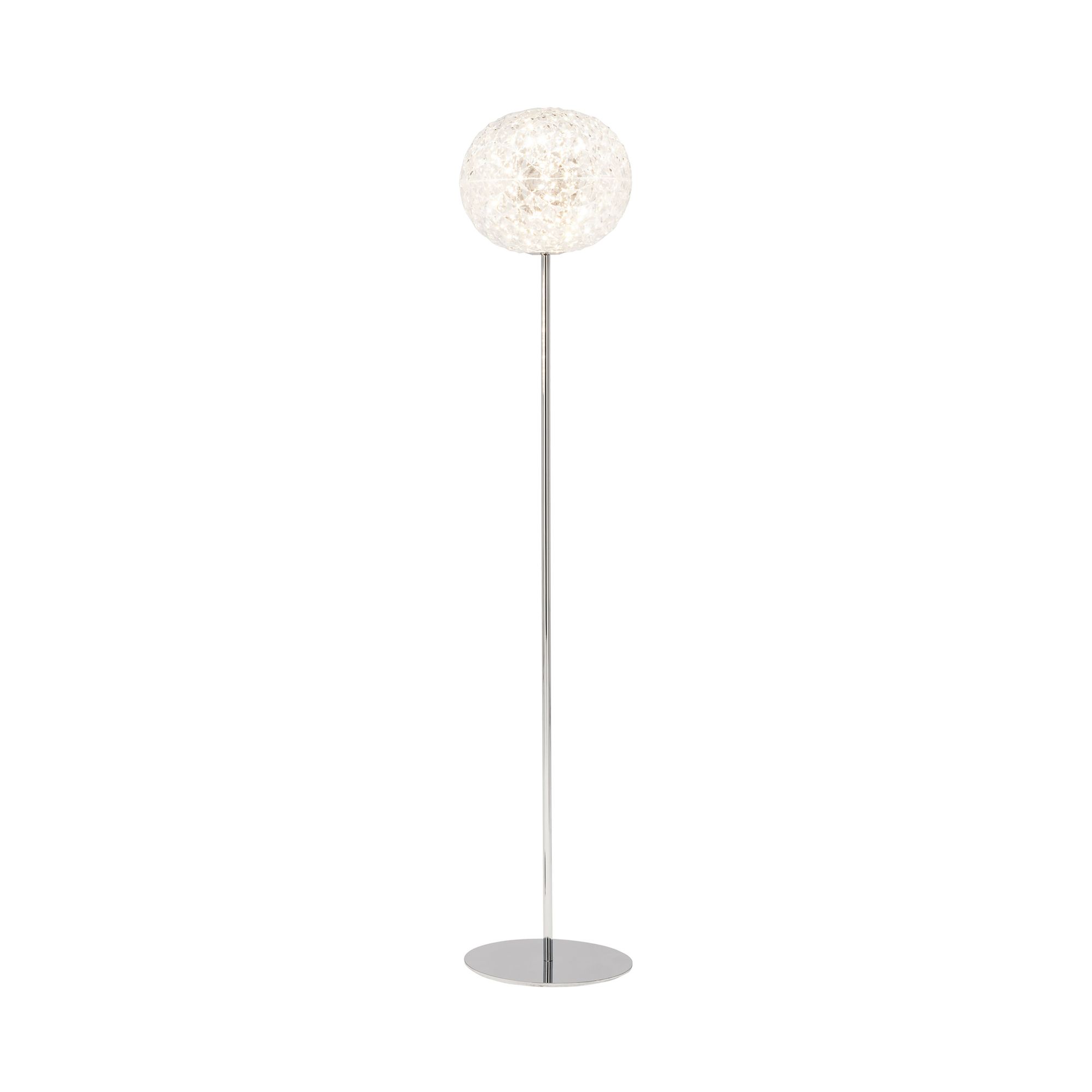 CERTO Lampada A Stelo Cromata Con Paralume Chintz Bianco - Attacco E27, Max 60W - 4