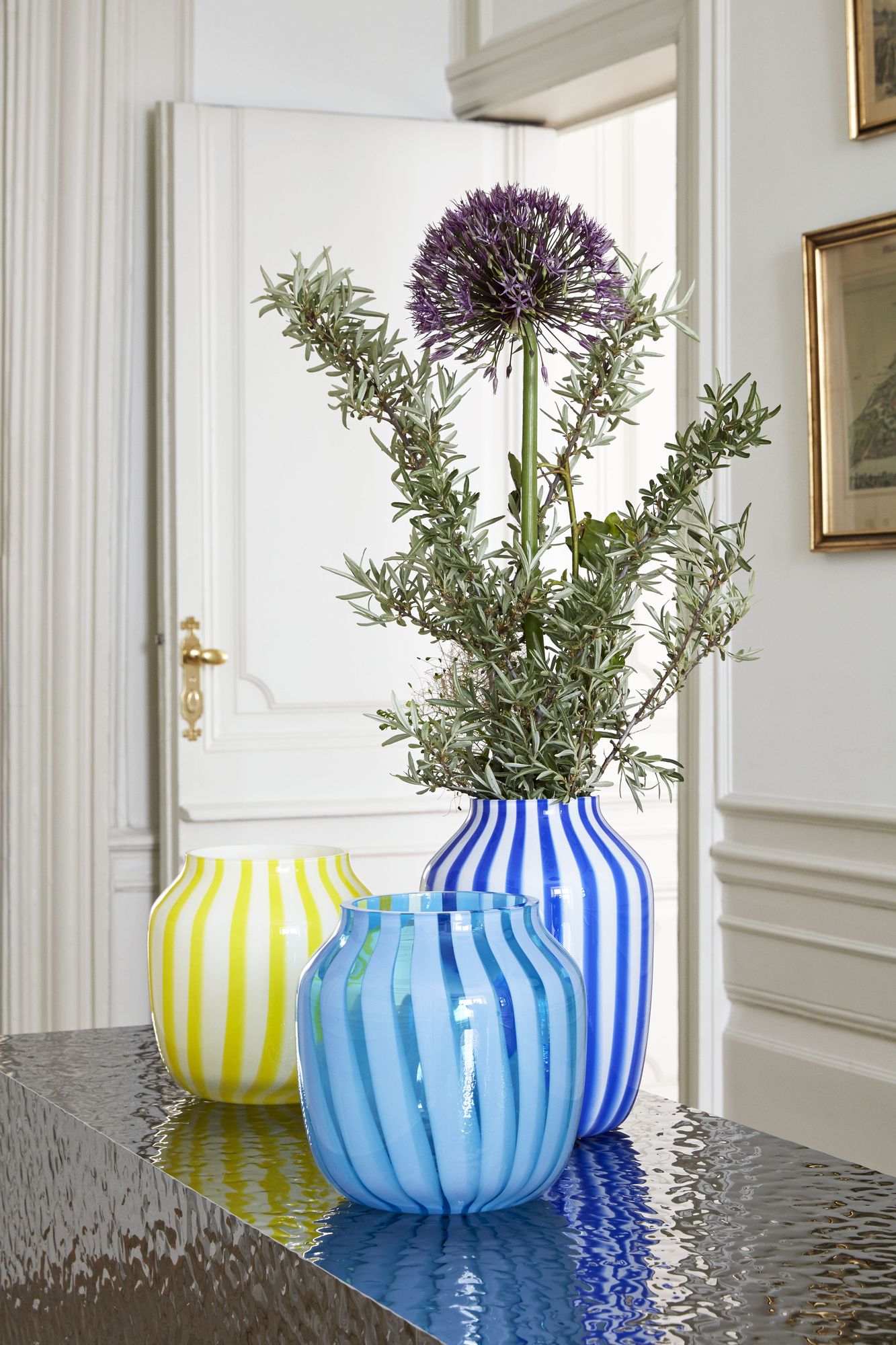 Vase Juice Hay / Hoch - Ø 20 x H 28 cm - Blau - Glas