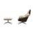 Set poltrona girevole e pouf Bascule Highback tessuto beige / Meccanismo di inclinazione - Base a 4 gambe - Vitra