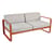 Divano da giardino a 2 posti Bellevie metallo arancione / L 160 cm - Tessuto di flanella grigio - Fermob