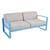 Divano da giardino a 2 posti Bellevie metallo blu / L 160 cm - Tessuto di flanella grigio - Fermob