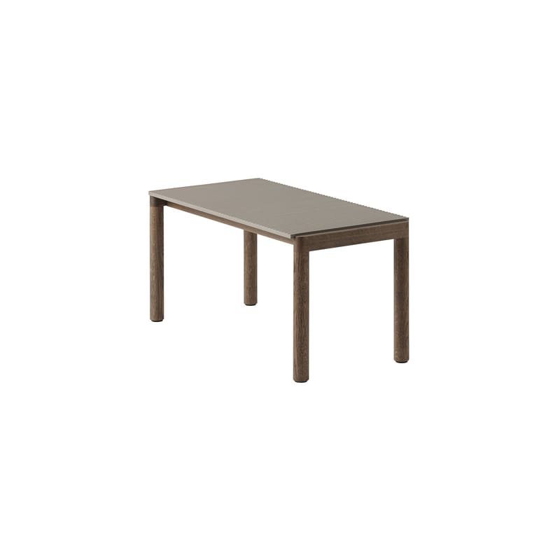 Mobilier - Tables basses - Table basse Couple céramique beige / 84.5 x 40 x H 40 cm - Plateau grès réversible - Muuto - Taupe / Chêne foncé - Chêne huilé teinté, Grès cérame